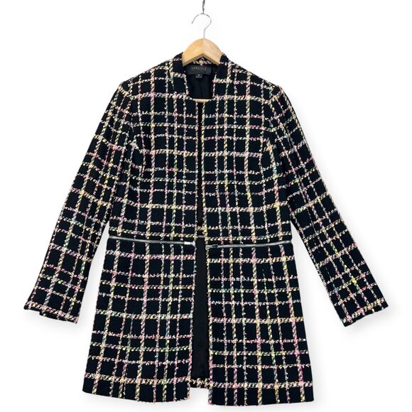 Carlisle Womens Tweed Convertible Zip-Off Coat Jacket Chanel-Inspired Grid Sz 6 - Picture 2 of 16